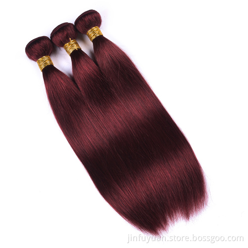 Brazilian Hair Red Color Bundles Straight Human Hair Weave Hair With Closure